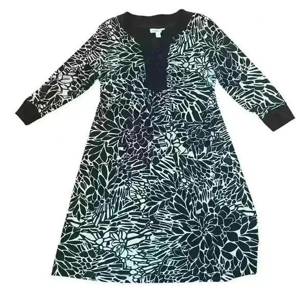 Coldwater Creek Dress Size M Black White Pullover Flowy Career Graduation - Picture 5 of 8